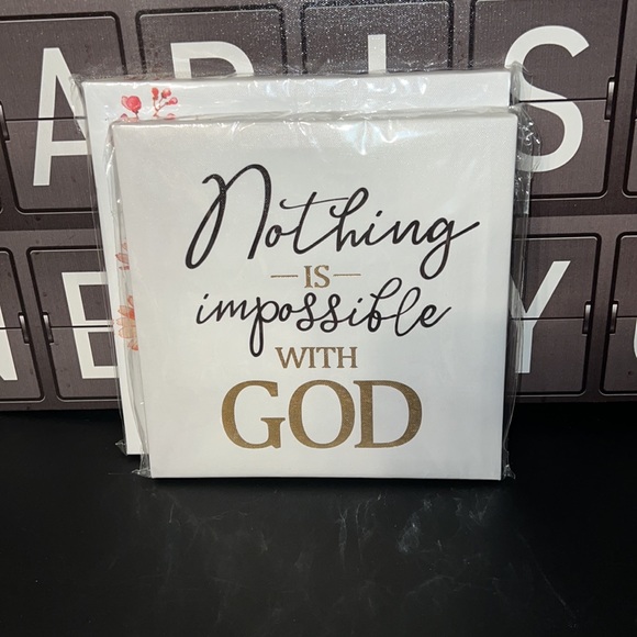 New 2PC Canvas Set “Nothing is impossible with God” & “Faith” Canvas Wall Art - Picture 6 of 6